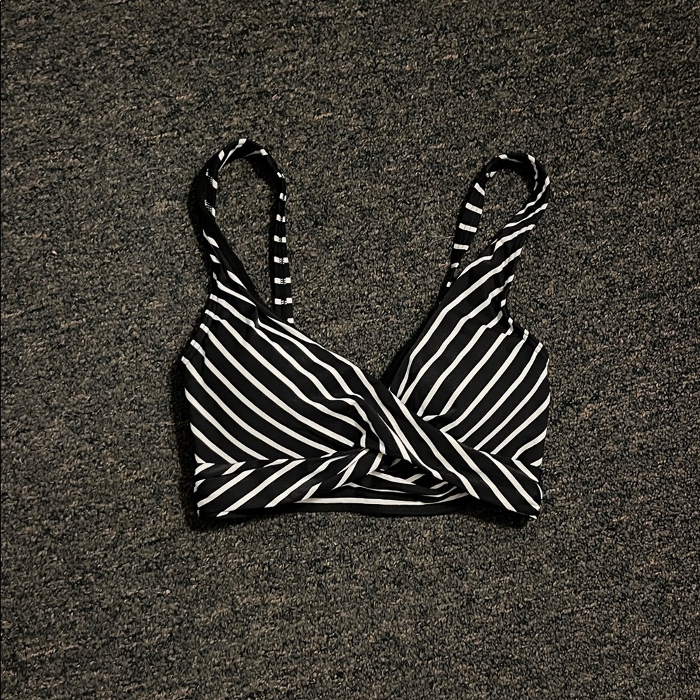 Striped Black and White Bikini Top